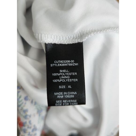 Trixxi XL white red blue ditsy floral tie waist knee length flowy tank dress - Picture 3 of 9